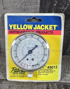 49012 Yellow Jacket Ritchie Refrigeration Gauge Brass Compound 30 Inch -0-350 Psi