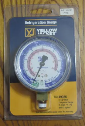 Yellow Jacket 49036 2-1/2 Inch Blue Refrigeration Gauge - New