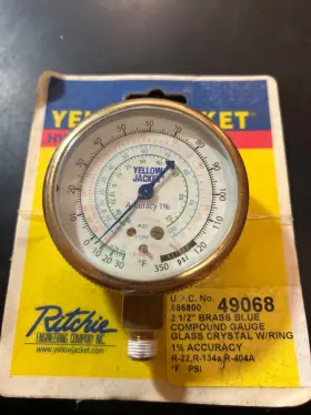 49068 Yellow Jacket 2 1/2 Brass Blue Compound Guage #2