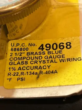 49068 Yellow Jacket 2 1/2 Brass Blue Compound Guage #3