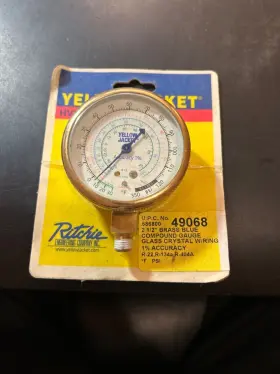 49068 Yellow Jacket 2 1/2 Brass Blue Compound Guage