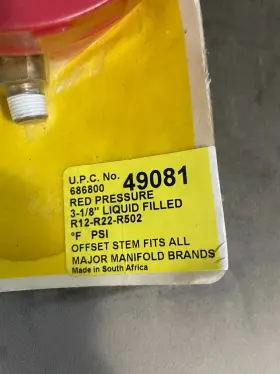 49081 Yellow Jacket Red Pressure Liquid Filled Gauge 3-1/8 Inch Hvac Manifold Tool #2