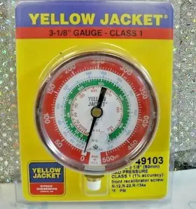 Ri34a Yellow Jacket 49103 Ritchie Gauge Refrigeration 3-1/8 Ri2 R22 0/500 Ri34a Yellow Jacket 49103 Ritchie Gauge Refrigeration 3-1/8 Ri2 R22 0/500