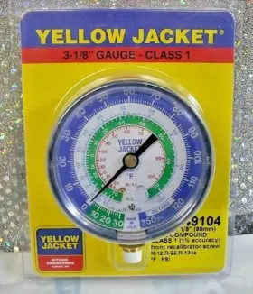 49104 Yellow Jacket Ritchie Gauge Part# 3-1/8 R12 R22 R134a -30 To 350 49104 Yellow Jacket Ritchie Gauge Part# 3-1/8 R12 R22 R134a -30 To 350