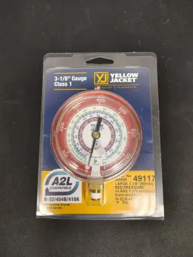 49117 Yellow Jacket Test Gauge 3 1/8 In Dia Red 800 Psi