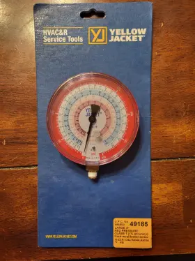 49185 Yellow Jacket Large 4 Inch Red Pressure Gauge