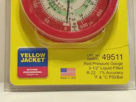 49511 Yellow Jacket Red 3-1/2 Inch Hi-side Liquid-filled Manifold Gauge #2