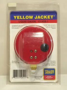 49511 Yellow Jacket Red 3-1/2 Inch Hi-side Liquid-filled Manifold Gauge #3