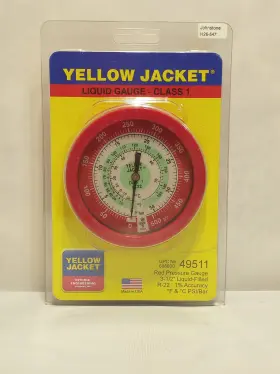 49511 Yellow Jacket Red 3-1/2 Inch Hi-side Liquid-filled Manifold Gauge