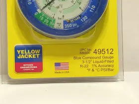 49512 Yellow Jacket Blue 3-1/2 Inch Lo-side Liquid-filled Manifold Gauge #2