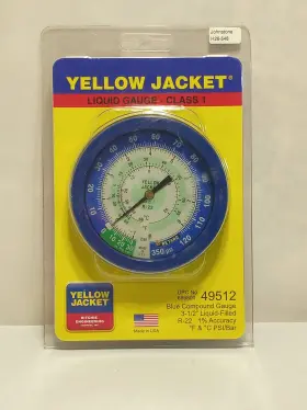 49512 Yellow Jacket Blue 3-1/2 Inch Lo-side Liquid-filled Manifold Gauge