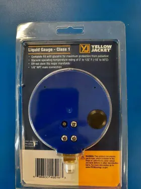 49516 Yellow Jacket 3-1/2 Inch Blue Lo-side Liquid Filled Manifold Gauge 22 410a -49516 #2