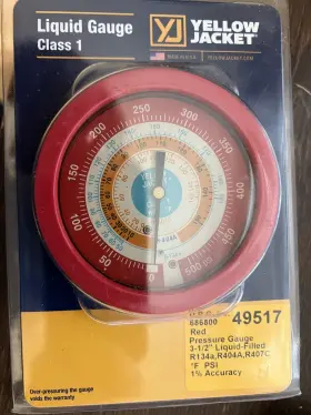 Yellow Jacket 49517 3-1/2 Inch L/f Pressure Gauge F R-134a/404a/407c A#1