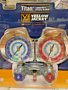 Yellow Jacket 49883 2 Valve Manifold Titan R404a R22 And R134a Red Blue Gauges