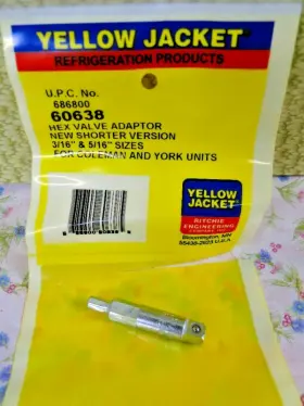 60638 Yellow Jacket Short Style Hex Key Adapter 3/16 Inch And 5/16 Ritchie Engineering