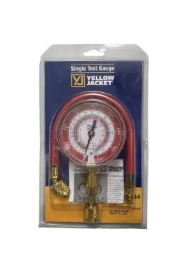 40344 Yellow Jacket 686800403458 Single Test Gauge Red Pressure R22 R410 12 Inch Hose New