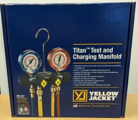 Yellow Jacket 686800498010 49801 Titan 2-valve Test And Charging Manifold F/c Red/blue Gauge
