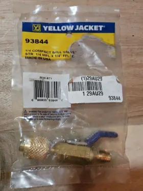 Yellow Jacket 686800938448 93844 Ball Valve Adapter 1/4 In Mxf Deg #2