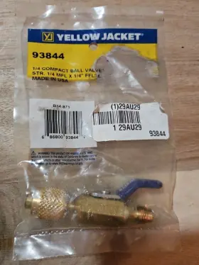 Yellow Jacket 686800938448 93844 Ball Valve Adapter 1/4 In Mxf Deg