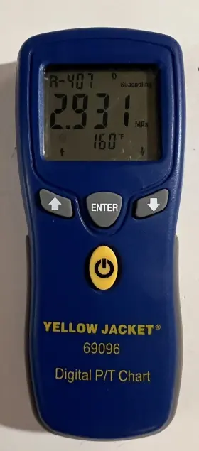 Yellow Jacket 69096 Digital Pressure Temperature Chart