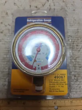49067 Yellowjacket Yellow Jacket Heavy 2-1/2 Inch Brass Pressure Gauge - 500 Psi