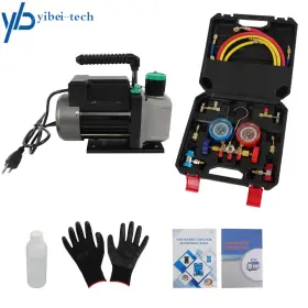 Yi241605t Yibei-tech Air Vacuum Pump Manifold Gauge Set 4cfm 1/3hp Hvac Ac Refrigerant Kit 110v/60hz