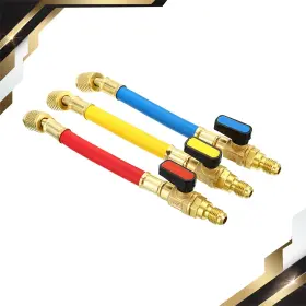 Zaplyte 669739772062 1/4 Sae Refrigerant Charging Hose With Ball Valve Set 7 Inch L 600 Psi 3000