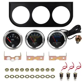 Slj-1191-bk-mn Zibopar Triple Gauge Kit Water/fuel/oil 2ftft 52mm Dc 12v Mechanical Set C