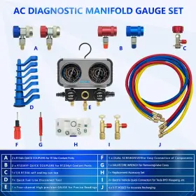 R1234 Zktool Zk585 Automotive 4 Valve Manifold Gauge 6pc Refrigerant Adapter Compatible With #2