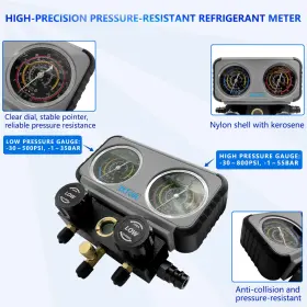 R1234 Zktool Zk585 Automotive 4 Valve Manifold Gauge 6pc Refrigerant Adapter Compatible With #3