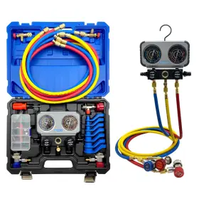 R1234 Zktool Zk585 Automotive 4 Valve Manifold Gauge 6pc Refrigerant Adapter Compatible With