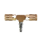 Primefit M1404-4 2-WAY T-style Air Manifold With 6-BALL Brass Couplers, 1/4". Fixed Price $14.97.
