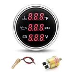 Artilaura Triple Gauge Set 3IN1 (oil Pressure+ Black Silver, Red Light. Fixed Price $48.06.