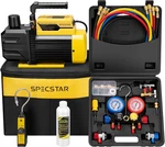 4.5 Cfm 1-STAGE Hvac Vacuum Pump And Way Manifold Gauge Set With Leak Detec. Fixed Price $279.49.