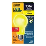 Feit E26 (medium) Bulb Yellow Watt Equivalence Pk #A19100/BUG/LED. Fixed Price $11.99.