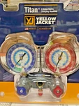 Yellow Jacket, Valve Manifold, Titan, R404A, R22 & R134A, Red Blue Gauges. Fixed Price $295.95.