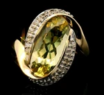 Elegant 9CT Yellow Gold Lemon Quartz & Diamond Ring Cross-over Design. Fixed Price $753.90.