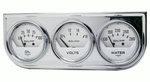 Meter Autogage 2325 White Gauge Chrome Consol Oil Pressure Volt Water Temp. Fixed Price $85.04.