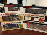 Lot Of Lionel O-27 Gauge Cars Tier Auto Carrier, Express Mail, Flat Car, Ore. Fixed Price $299.99.