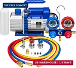 Vivohome Vacuum Pump And Manifold Gauge Set, 3.5 Cfm 1/4 Hp Single Stage Car. Fixed Price $202.48.