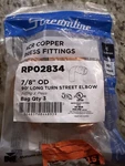 Streamline RP02834 7/8" Od 90 Long Turn Street Elbow Copper Press Fittings Pk. Fixed Price $125.00.