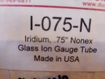Ion Gauge Tube Various Sizes. Fixed Price $125.00.