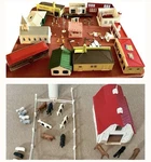 Huge Vtg Lot Plastic O/s 14 Town & Farm Buildings People Animals Bauchman. Fixed Price $95.00.