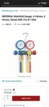 Imperial Manifold Gauge Set Valves Hoses Series 600 R-134A R-22 631-CKP. Fixed Price $100.00.