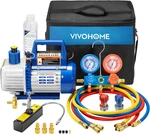 110V 1/3 Hp 4CFM Single Stage Rotary Vane Air Vacuum Pump And R134A Manifold. Fixed Price $221.13.