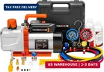 Vivohome Vg Series Vacuum Pump And Gauge Set, 1 Hp 9.6CFM 2 Stage Hvac. Fixed Price $421.86.