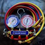 Yellow Jacket Test And Charging Manifold 41020 Valves, 3 Hoses. Fixed Price $150.00.
