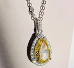 Elegant Yellow Cubic Zirconia Pendant Ladies Wedding Jewelry Necklace. Fixed Price $750.00.