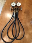 Vtg. Uniweld Hvac Manifold Air Pressure Gauges R-12 R-22 R-502/W/HOSES Welding. Fixed Price $19.95.